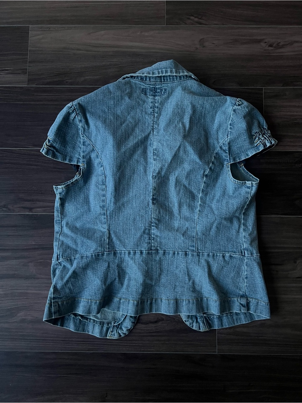 Light Wash Denim Short Sleeve Jacket - Picture 4 of 4
